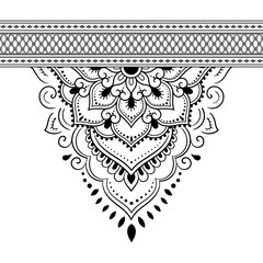 Wall Mural - seamless borders with mandala for design, application of henna, mehndi and tattoo. decorative patter