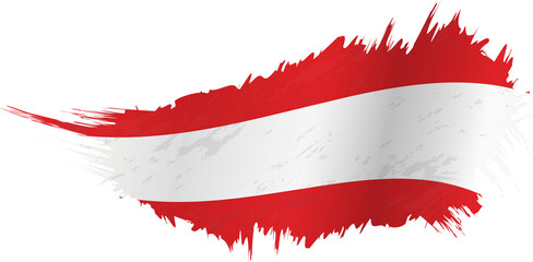 Sticker - Flag of Austria in grunge style with waving effect.