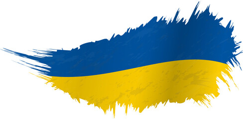 Wall Mural - Flag of Ukraine in grunge style with waving effect.