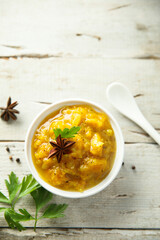 Wall Mural - Traditional homemade mango chutney with spices