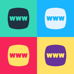 Poster - Pop art Website template icon isolated on color background. Internet communication protocol. Vector