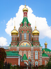 Wall Mural - front view of Cathedral of the Annunciation of the Blessed Virgin Mary in Yoshkar-ola city on sunny summer day