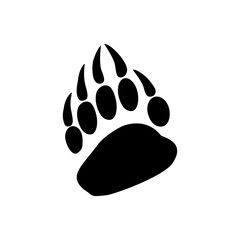 Wall Mural - Wild bear wildlife animal steps isolated footprints black silhouette icon. Vector panda predator bear steps, american grizzly wildlife ursine footprints with claws or nails, giant syrian bear stamps