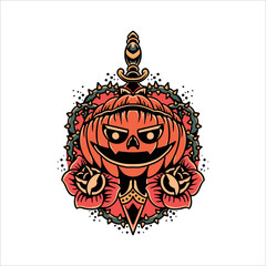 Wall Mural - halloween dagger tattoo vector design