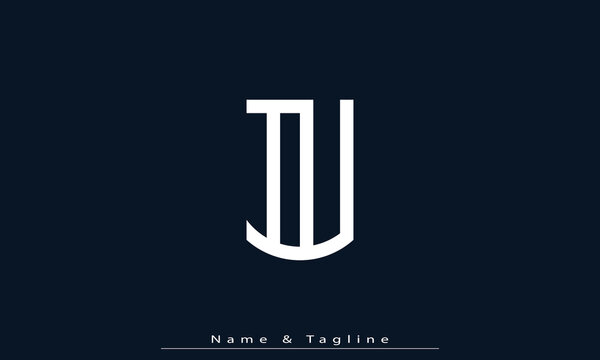Alphabet letters Initials Monogram logo IU , UI