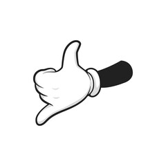 Hand sign fist with elongated little finger and thumb up isolated hand gesture icon. Vector pinky finger like promise symbol, cartoon arm in glove. Reconciliation or oath between lovers or friends