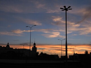  Street lamps and the tower of Ducal Castle of Szczecin against the dusk sky (Szczecin, Poland)