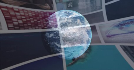 Poster - Animation of globe over different videos