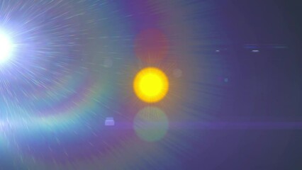 Poster - Digital animation of colorful light spots moving against dark background