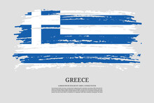 Greece Flag With Brush Stroke Effect And Information Text Poster, Vector