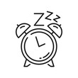 Alarm clock with zzz isolated line art icon. Vector sleeping and bedtime, insomnia, sleepless rest thin line design element. Slumber symbol, time to sleep, bedtime symbol, bedroom hours, rest sign