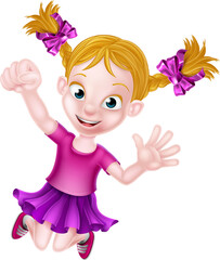 Poster - Happy Cartoon Girl Jumping