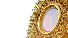 Jesus Christ In The Monstrance Present In The Sacrament Of The Eucharist - 3D Illustration