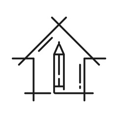 Aufkleber - Architect development and interior design, vector house plan icon. Home architecture and construction project or interior design studio icon for building development and engineering