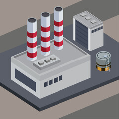 Sticker - isometric industrial chimney and tank