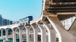 Monorail connects Palm Jumeirah to mainland. It is first monorail in Middle East. DUBAI, UAE