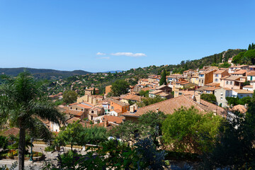 Wall Mural - High side view beautiful village in south of France, Bormes les mimosa village.