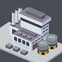 Sticker - isometric industrial building and tanks