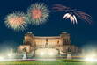 Rome Capital of italy vittorio emanuel with fireworks and evening lights