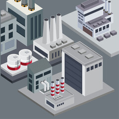 Sticker - isometric factory with buildings