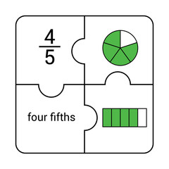 Wall Mural - Circle and bar fraction of four fifths in mathematics