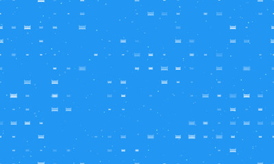 Poster - Seamless background pattern of evenly spaced white baby cot symbols of different sizes and opacity. Vector illustration on blue background with stars
