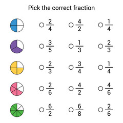 Wall Mural - Pick the correct fractions in mathematics