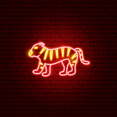 Wall Mural - Tiger Chinese Zodiac Neon. Vector Illustration of Asia Promotion.