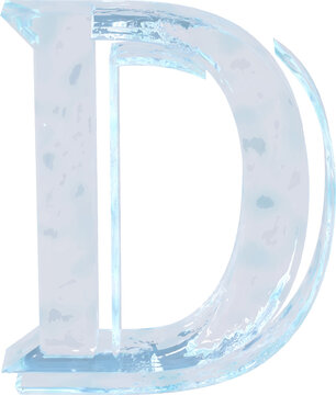 Symbol made of ice. letter d