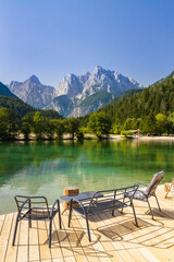 Wall Mural - Lake and mountains near Kranjska Gora  village in Triglav national park, Slovenia