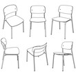 Collection of elegant modern chairs hand drawn with in lines on white background vector illustration