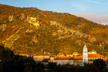 Canvas Print - autumn Durnstein in Wachau region, Austria