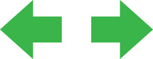 Car Turn Signal Icons In Green. Left Or Right Car Turn Direction