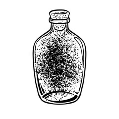 Sticker - Magic potion. black bottle. Vector illustration isolated on white. Spirituality, occultism, chemistry, magic tattoo concept.