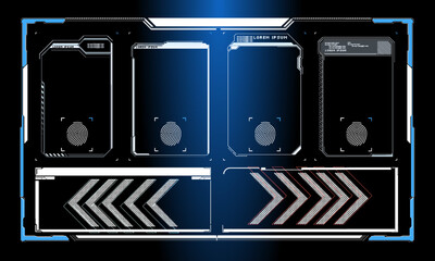Poster - Cyberpunk retro futuristic poster set abstract cosmic shapes. Digital design elements hud style. Trendy 2022 shapes in cyberpunk style. Bar labels,info box bars. Futuristic info boxes layout templates