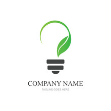 Green Leaf And Light Logo Illustration Design