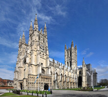 Panoramic View Of Canterbury Cathedral In Springtime, UK