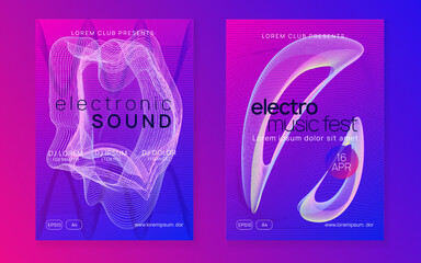 Neon club flyer. Electro dance music. Trance party dj. Electronic sound fest. Techno event poster.