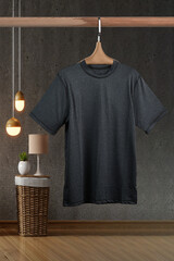 Wall Mural - men's t-shirt with short sleeve mockup, front view, design presentation for print