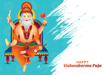 Wall Mural - Happy vishwakarma puja illustration holiday card background