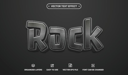 Sticker - 3d Rock Editable Vector Text Effect.