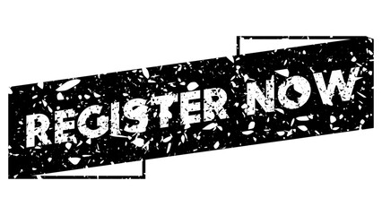 Poster - Simple vintage rubber stamp with Register Now text.