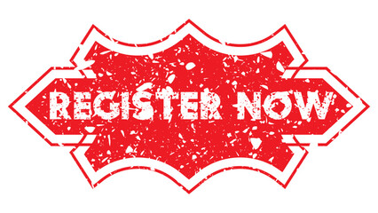 Poster - Simple vintage rubber stamp with Register Now text.