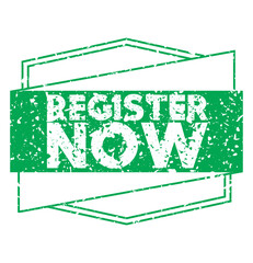Poster - Simple vintage rubber stamp with Register Now text.
