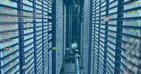 Poster - Data processing over world map against computer server room