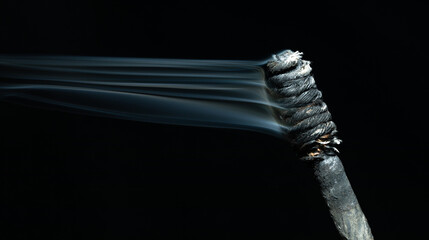 Wall Mural - smoking torch isolated on black background