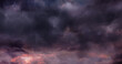 Leinwandbild Motiv Image of lightning and stormy grey and pink clouds background