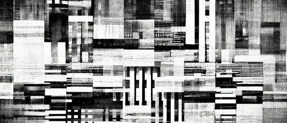 Abstract glitch background, glitch error monitor screen. texture from plygon cells. Black and white displacement map texture.