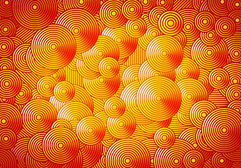 Poster - Abstract psychedelic background with circles and lines of various widths in retro optical illusion style.