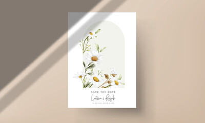 Poster - elegant daisy flower wedding invitation card template